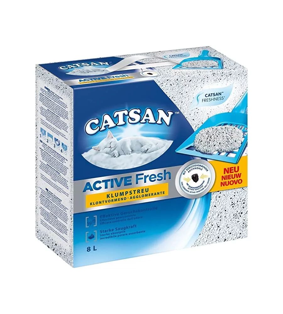 Lettiera igienica per gatti catsan "active fresh" 8 litri