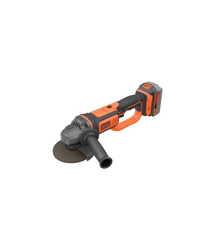 Smerigliatrice angolare a batteria black+decker "bcg720m1-qw" disco 115/125 mm 18v 4ah + caricabatterie rapido 1 a + soft bag