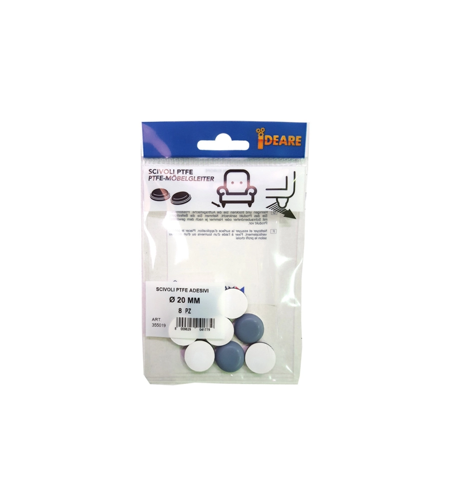 Scivoli ptfe adesivi tondi Ø 30 mm. - grigio - 8 pz.