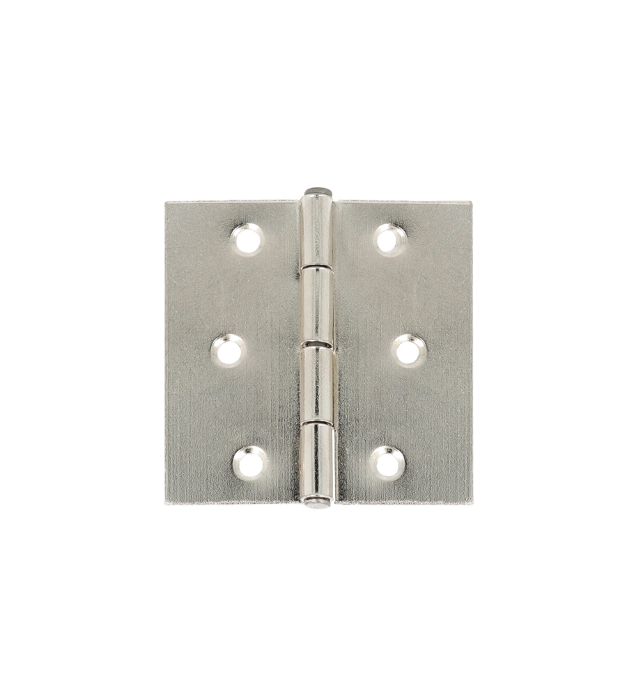 Cerniere quadre con spina fissa in ferro nichelato 40 x 40 mm. 2 pz.