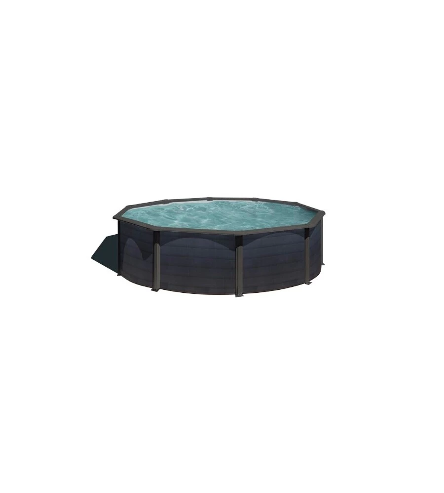 Piscina fuori terra rotonda gre "kea" in acciaio colore grafite 460x460x120 - cod. kit460gf