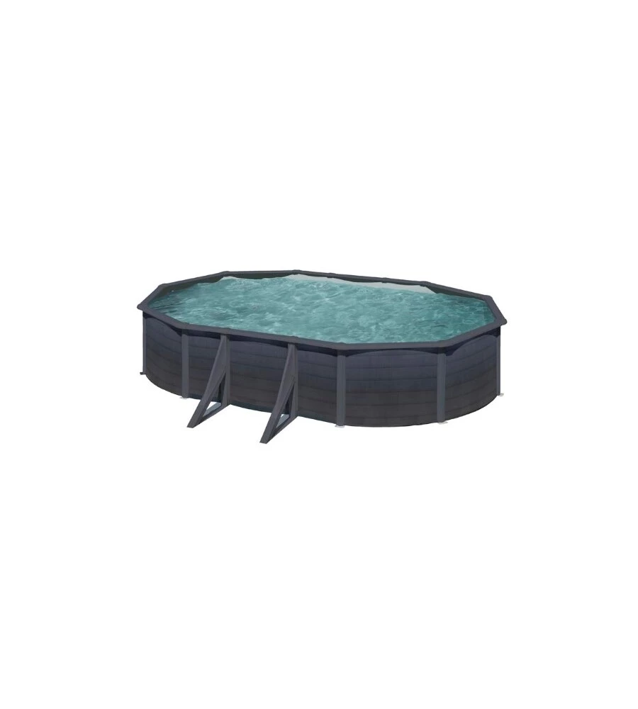 Piscina fuori terra ovale gre "kea" in acciaio colore grafite 610x375x120 - cod. kit610gf