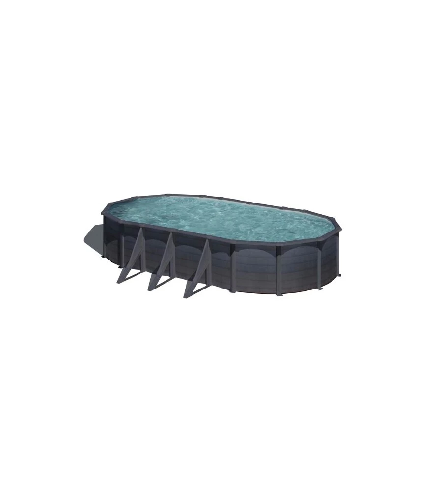 Piscina fuori terra ovale gre "kea" in acciaio colore grafite 730x375x120 - cod. kit730gf