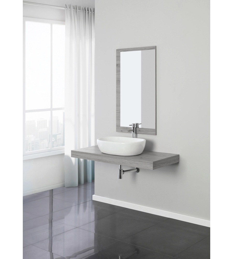 Mobile bagno sospeso "shelf" finitura cemento, 120x50x8 cm