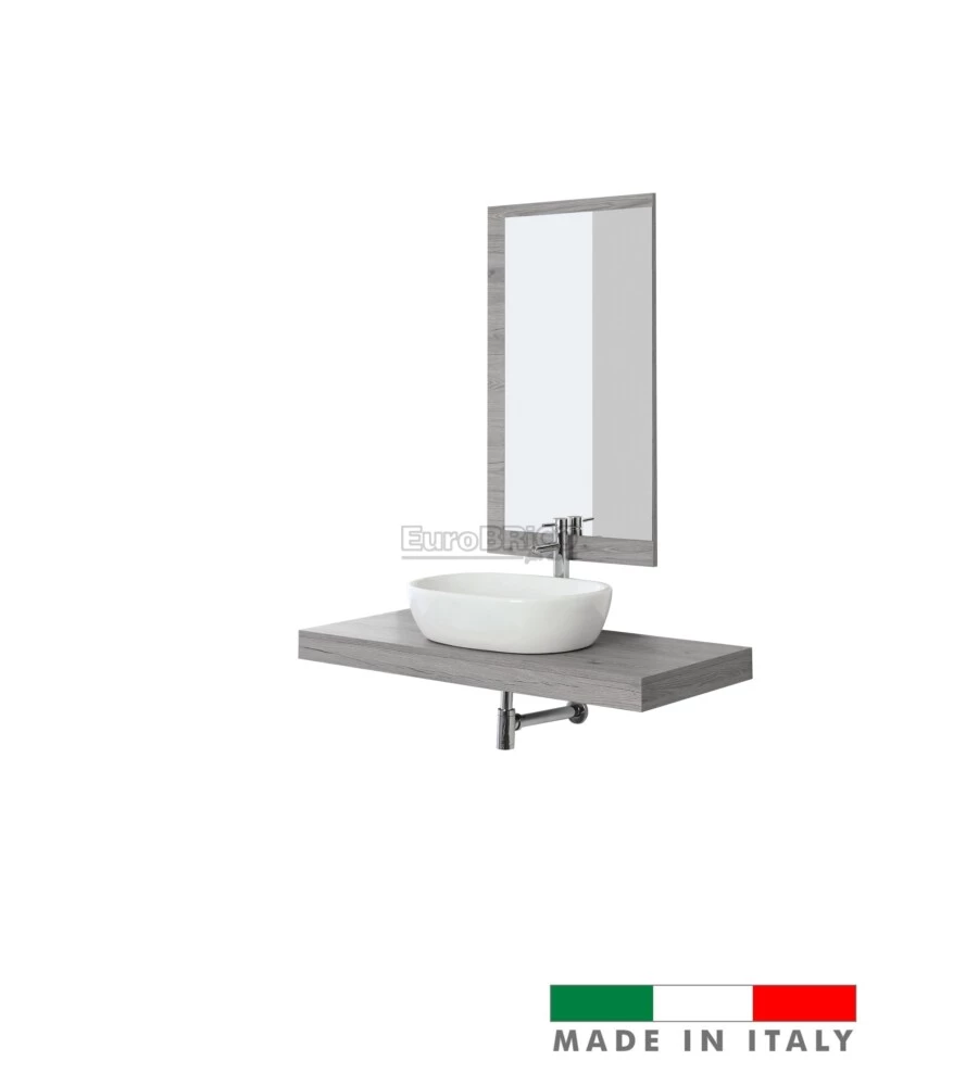 Mobile bagno sospeso "shelf" finitura cemento, 120x50x8 cm