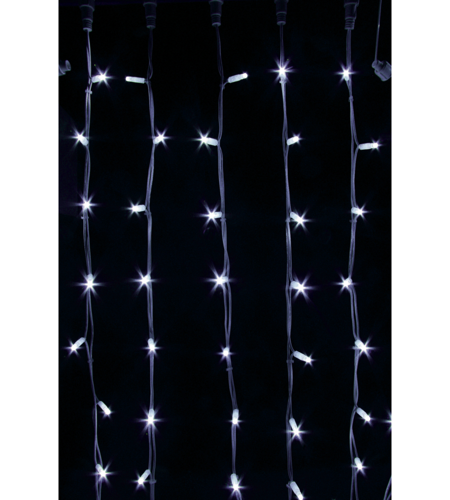 Tenda sfalsata 128 led bianco freddo con giochi di luce, 300x80 cm