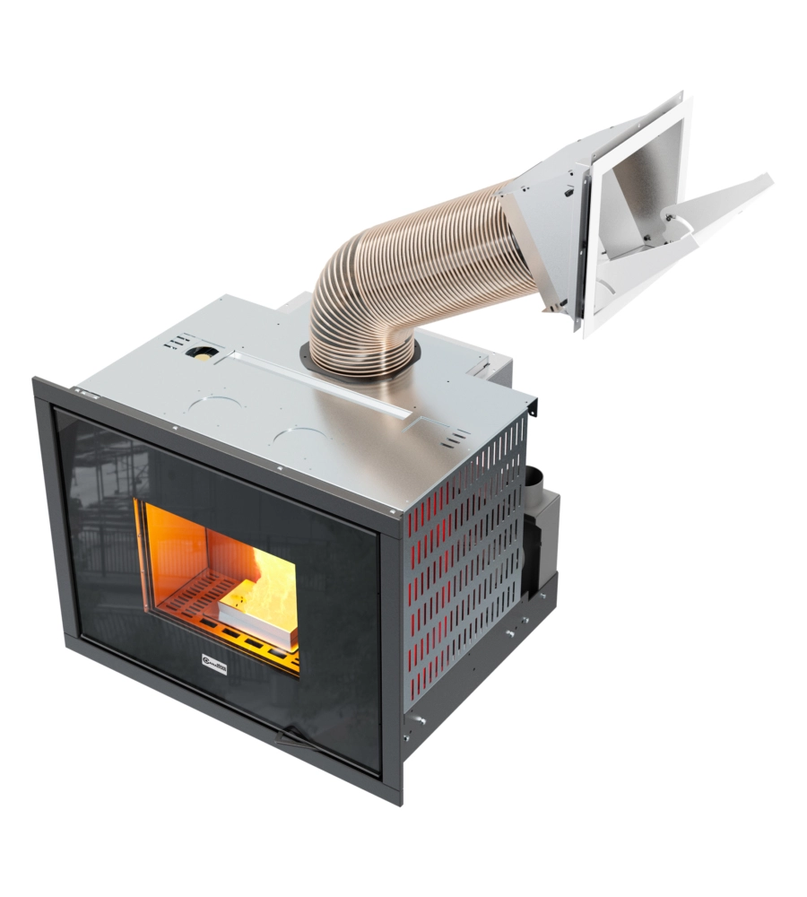 Termostufa a pellet da incasso canadian stove "idro17" 16,5 kw