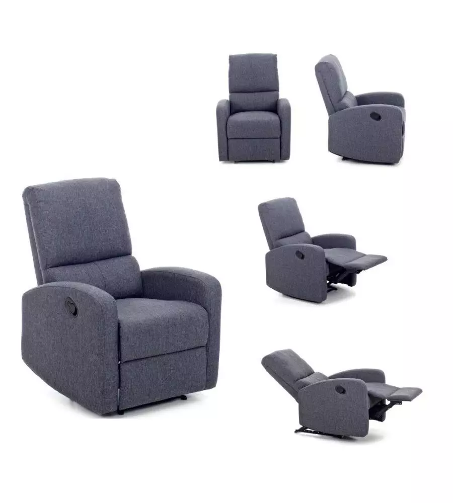 Poltrona con recliner manuale "fiorella" blu, 74x78x105 cm