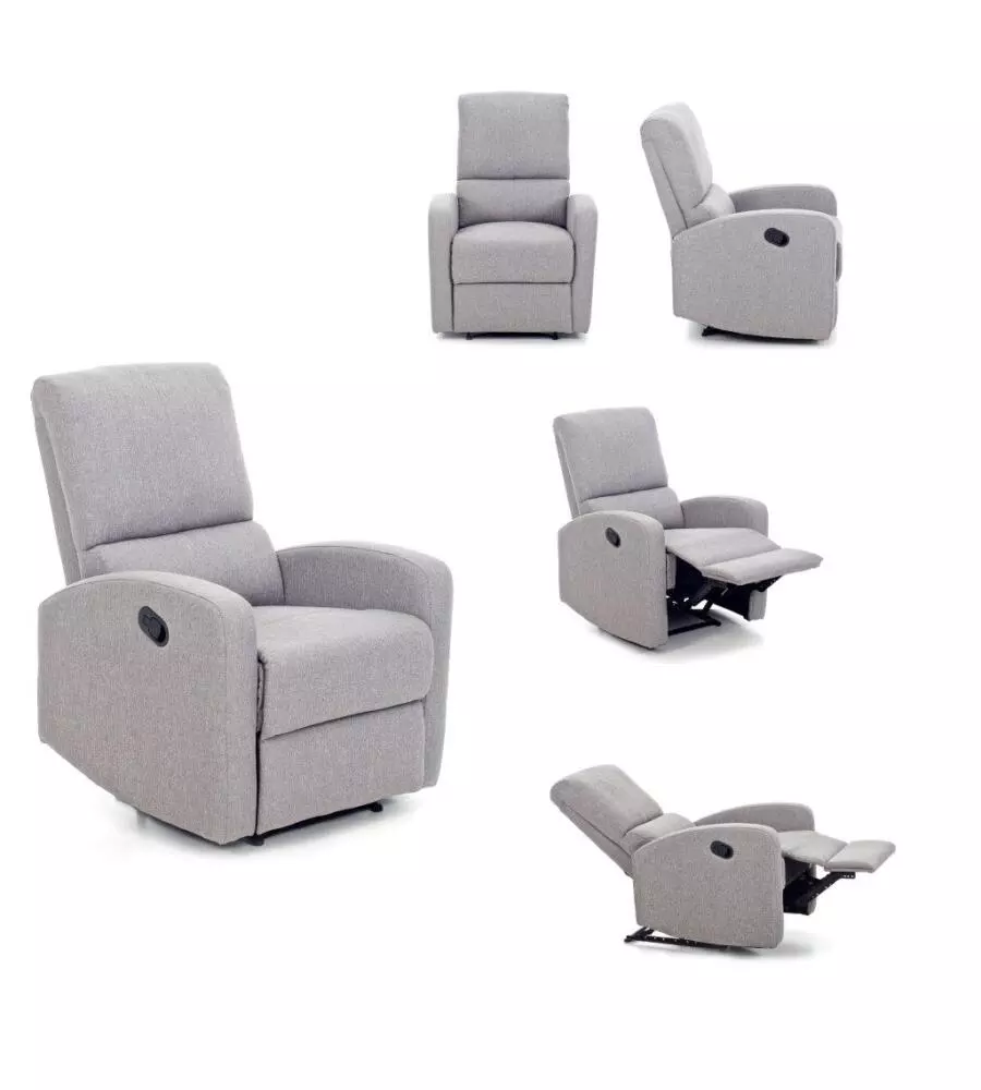 Poltrona con recliner manuale "fiorella" grigio, 74x78x105 cm