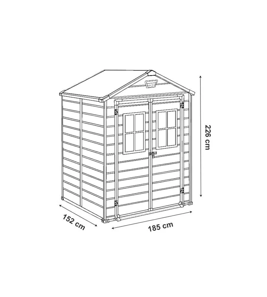 Casetta da giardino keter "manor 6x5" in resina colore nero con porta battente doppia 185x152x226 cm