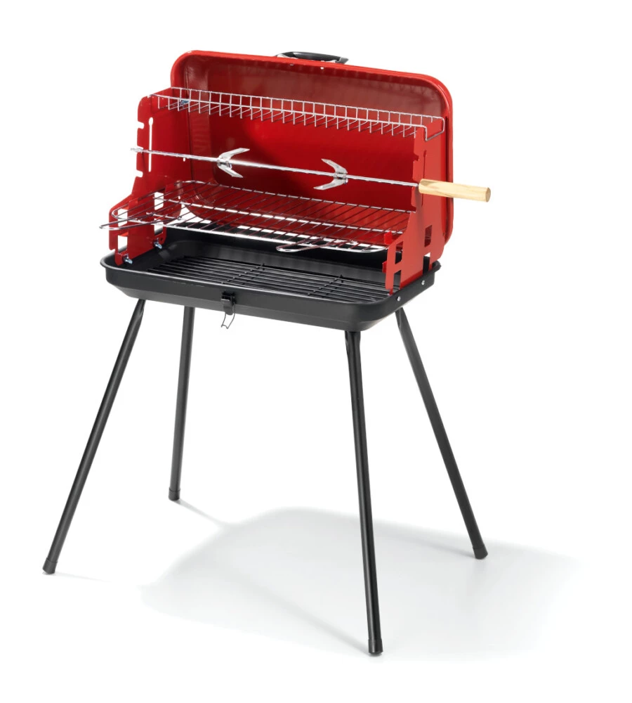 Barbecue a carbone a valigetta con coperchio, 28x46x59 cm - ompagrill