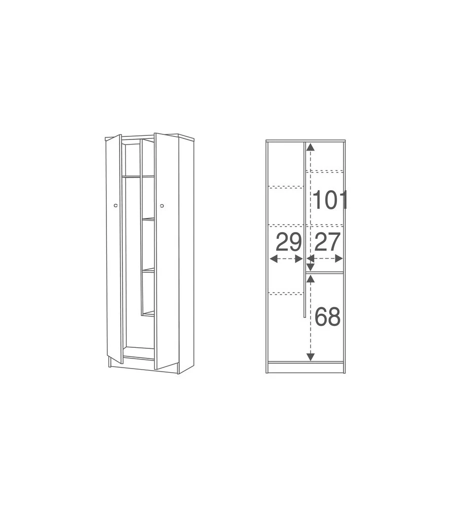 Armadio portascope bianco fiammato, 62x34x183 cm