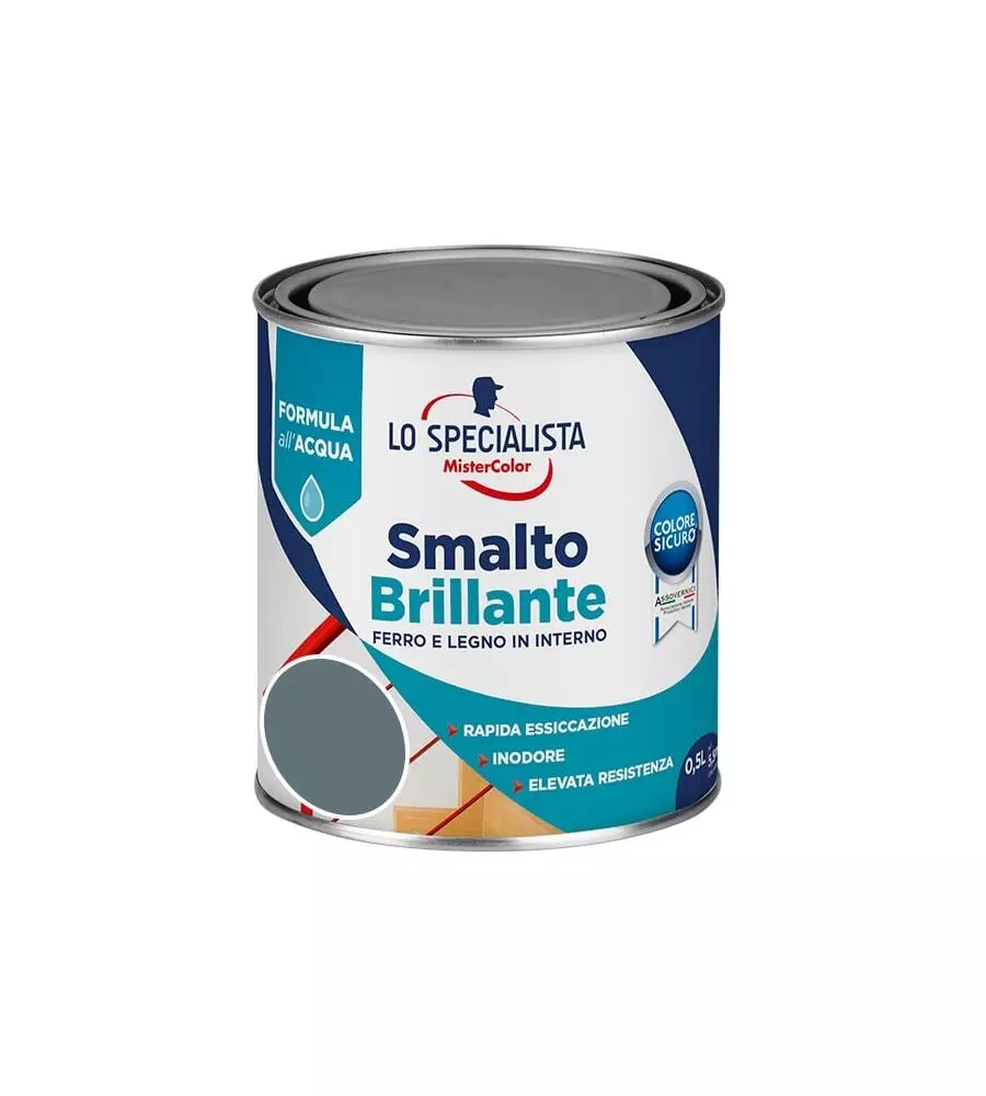 Smalto acqua brillante 0,5 lt. grigio scuro