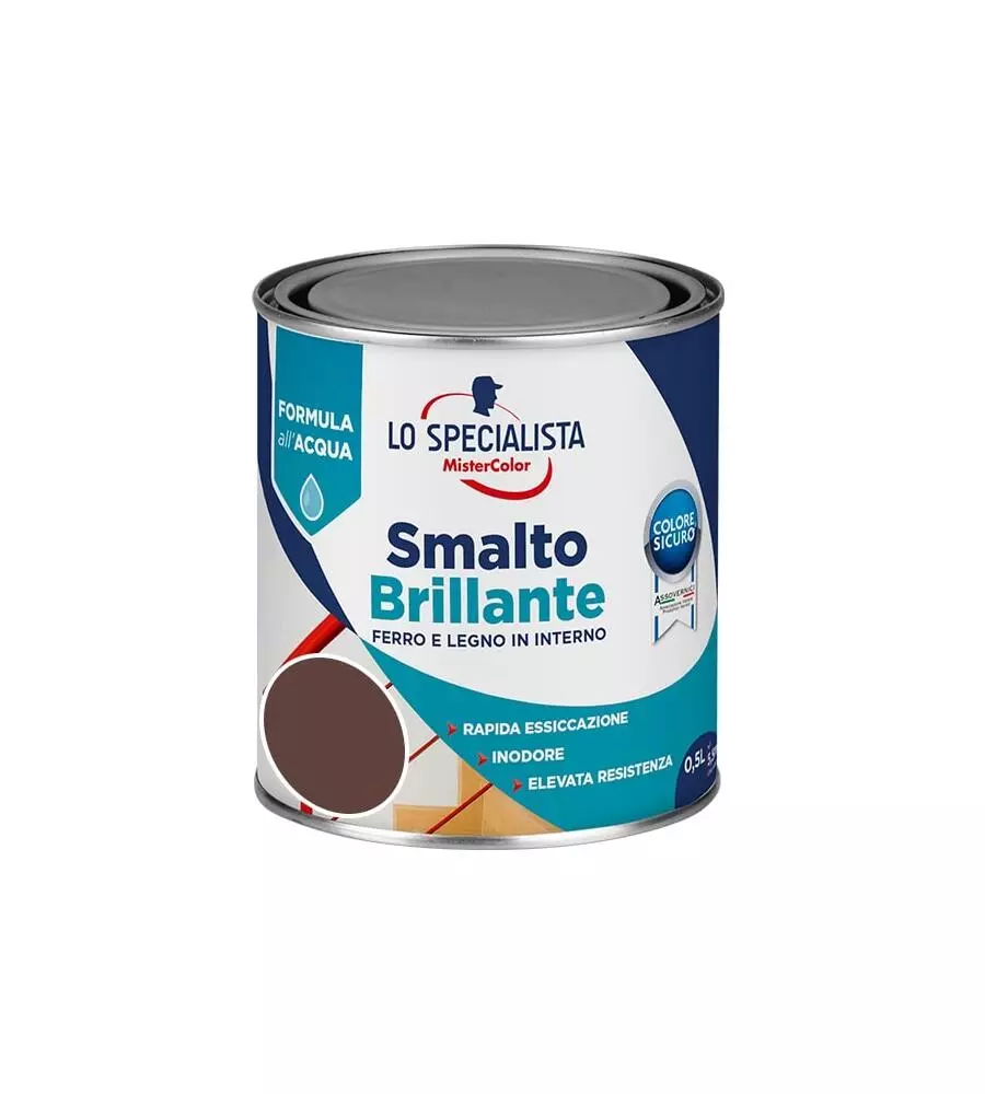 Smalto acqua brillante 0,5 lt. marrone