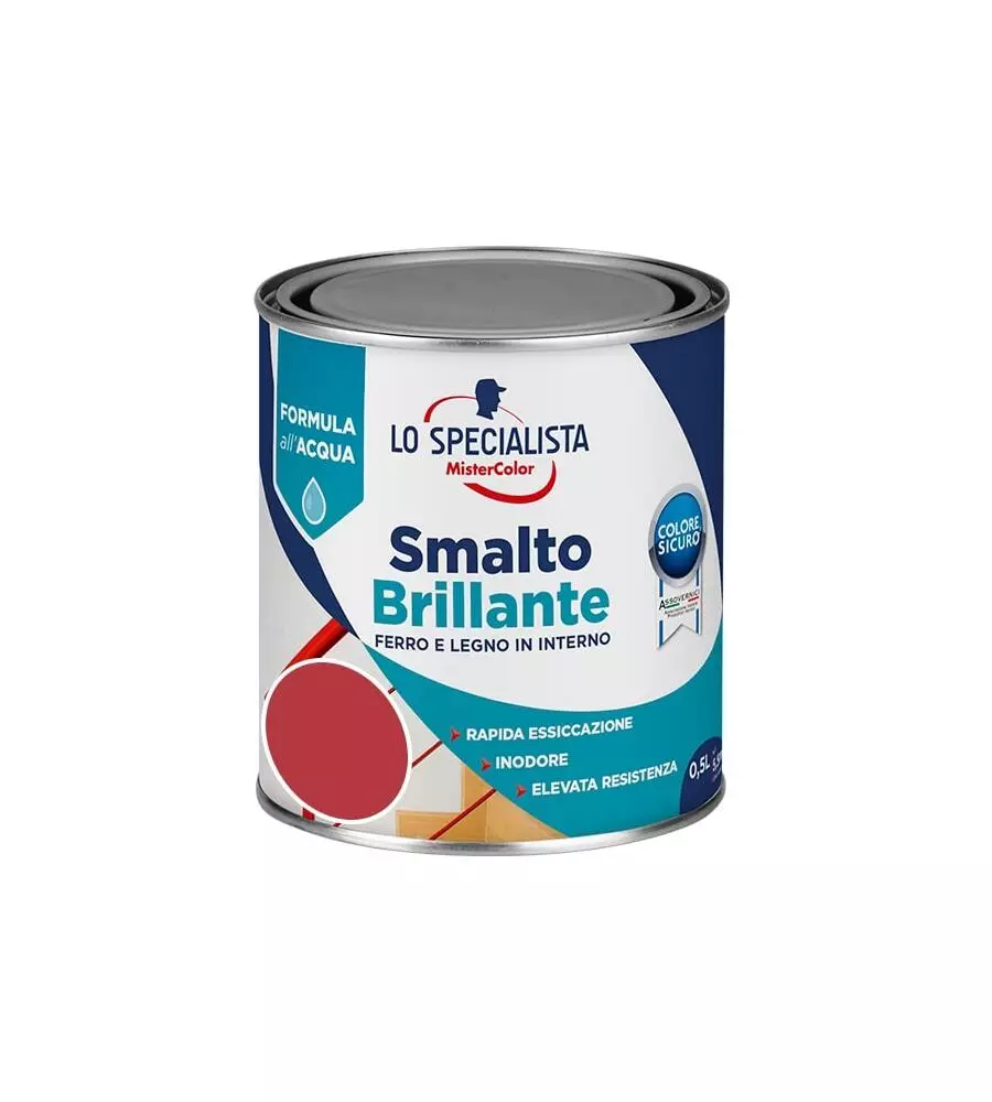 Smalto acqua brillante 0,5 lt. rosso