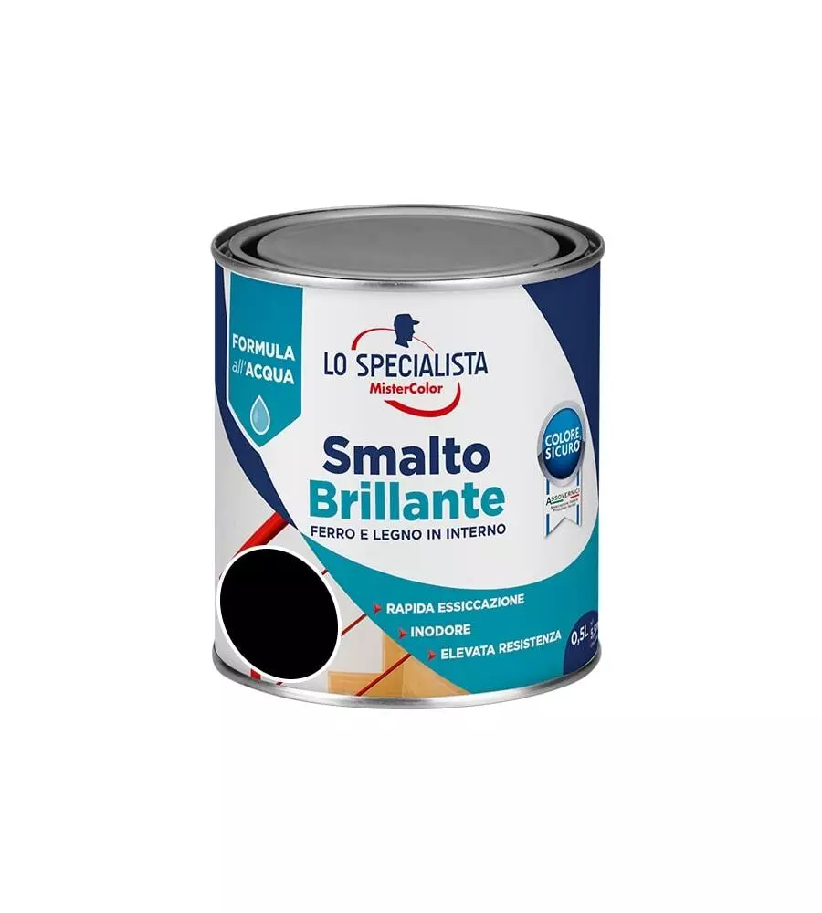 Smalto acqua brillante 0,5 lt. nero