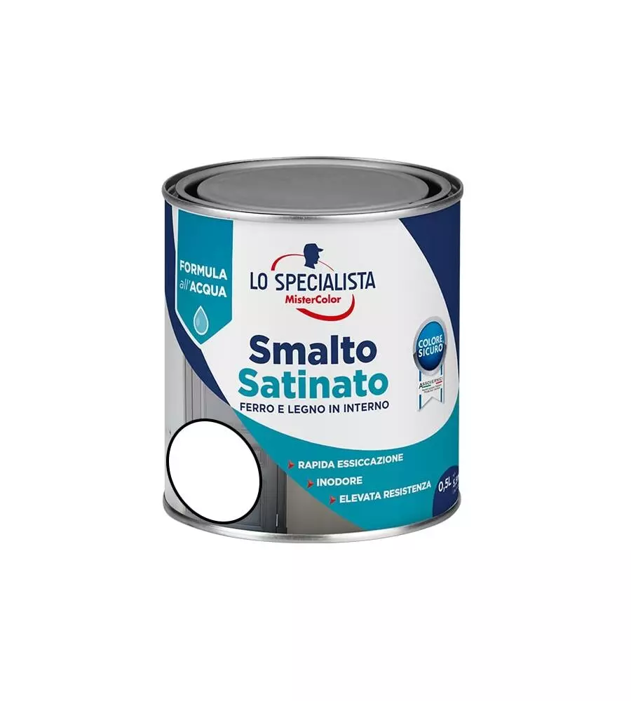 Smalto acqua satinato 0,5 lt. bianco