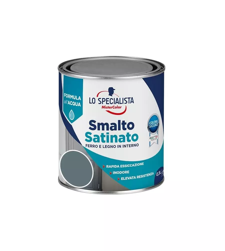 Smalto acqua satinato 0,5 lt. grigio scuro