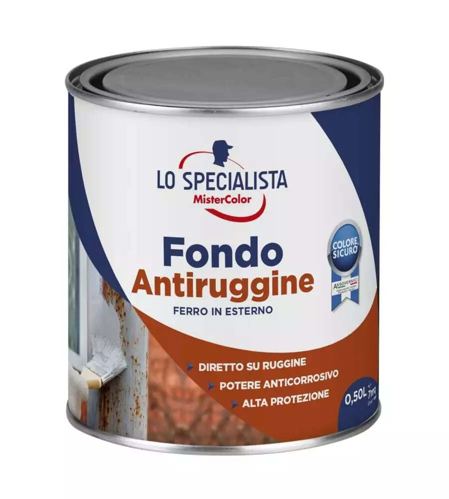 Fondo antiruggine solvente 0,5 lt. grigio