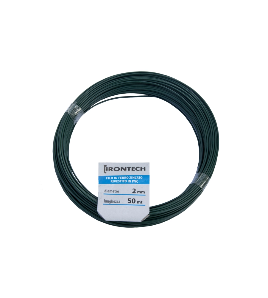 Filo di ferro zincato rivestito pvc verde Ø 2,0 mm. 50 mt.