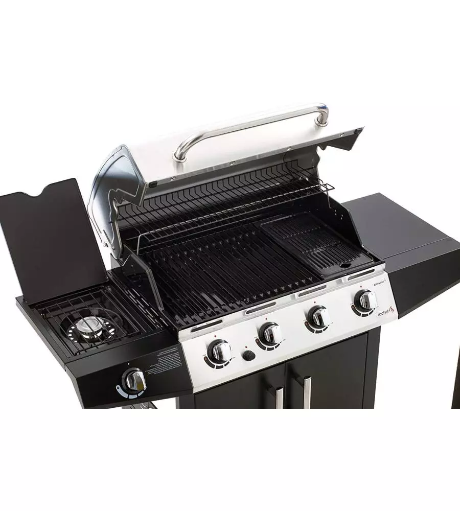 Barbecue a gas "golosone 4" g43240 con cottura a pietra lavica o australiana - sochef.