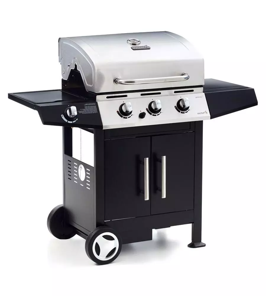 Barbecue a gas "golosone 3" g45129 con cottura a pietra lavica o australiana - sochef.