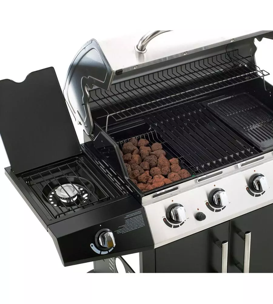 Barbecue a gas "golosone 3" g45129 con cottura a pietra lavica o australiana - sochef.