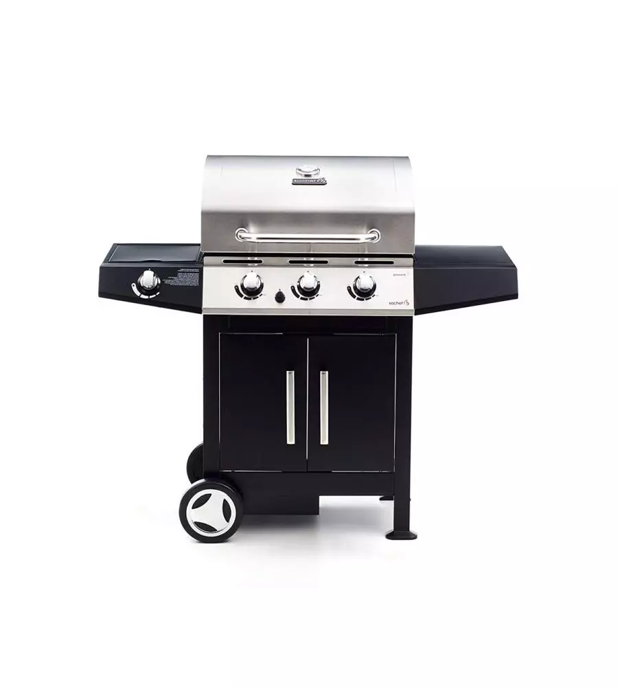 Barbecue a gas "golosone 3" g45129 con cottura a pietra lavica o australiana - sochef.