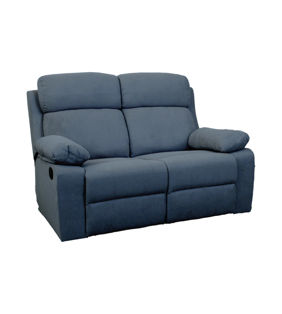 Divano 2 posti bellahome "annika" con recliner manuale in tessuto blu, 145x93x101 cm