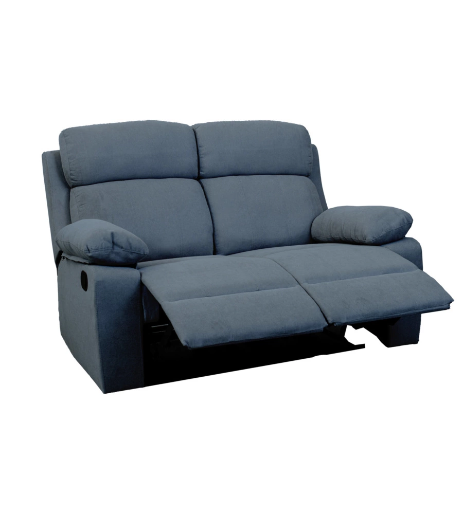 Divano 2 posti bellahome "annika" con recliner manuale in tessuto blu, 145x93x101 cm