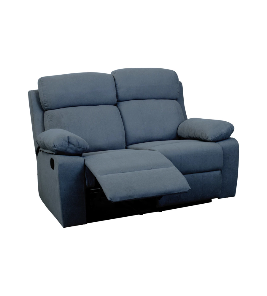 Divano 2 posti bellahome "annika" con recliner manuale in tessuto blu, 145x93x101 cm