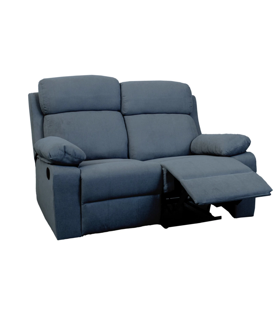 Divano 2 posti bellahome "annika" con recliner manuale in tessuto blu, 145x93x101 cm