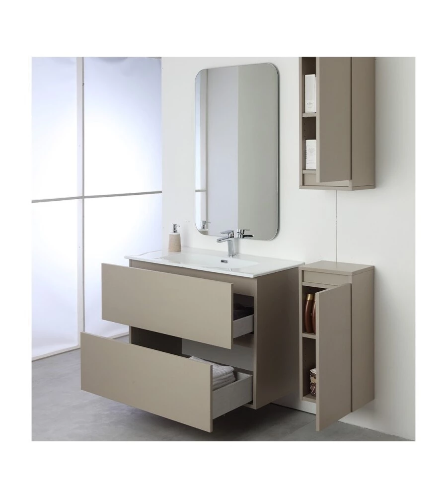 Mobile bagno sospeso "pastello" tortora, 90x47x60 cm