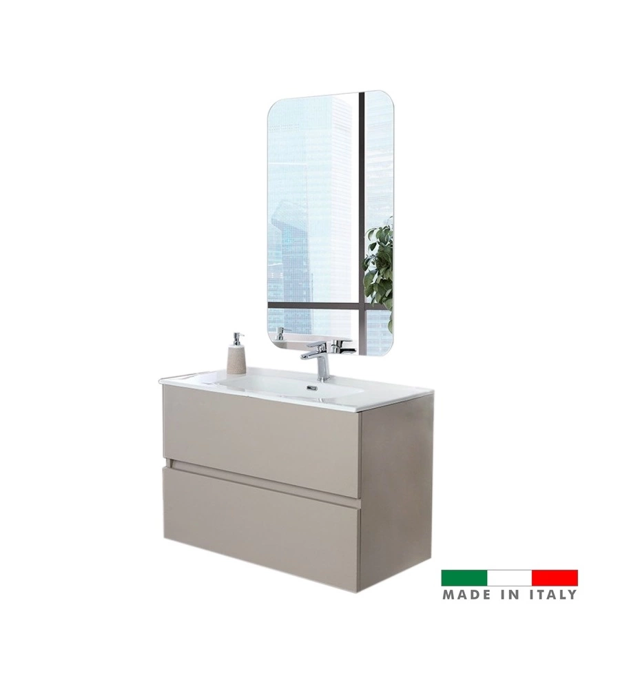 Mobile bagno sospeso "pastello" tortora, 90x47x60 cm