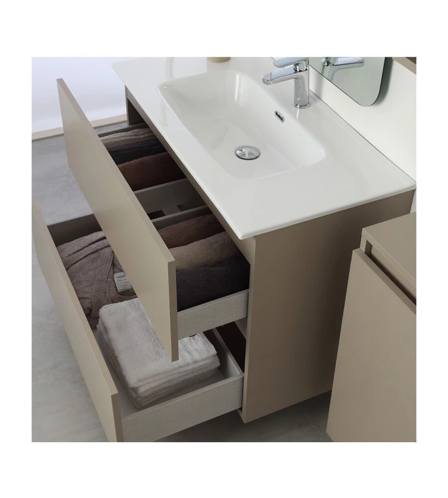 Mobile bagno sospeso "pastello" tortora, 90x47x60 cm