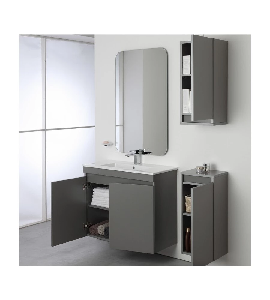 Mobile bagno sospeso "pastello" grigio con 2 ante, 80x37x69 cm