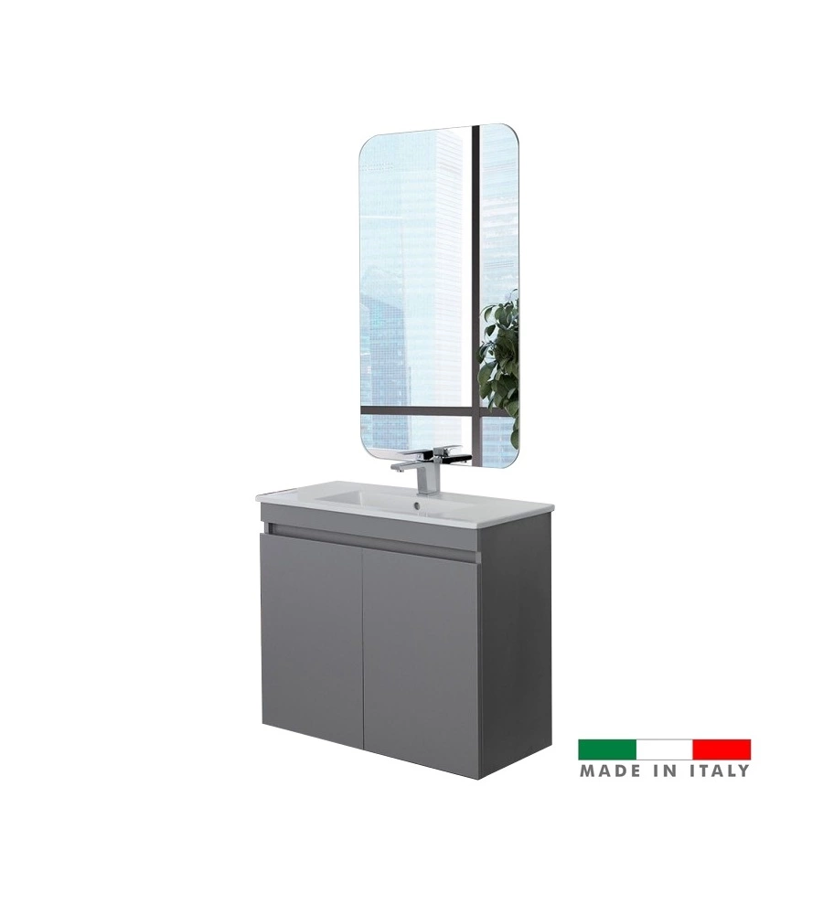 Mobile bagno sospeso "pastello" grigio con 2 ante, 80x37x69 cm