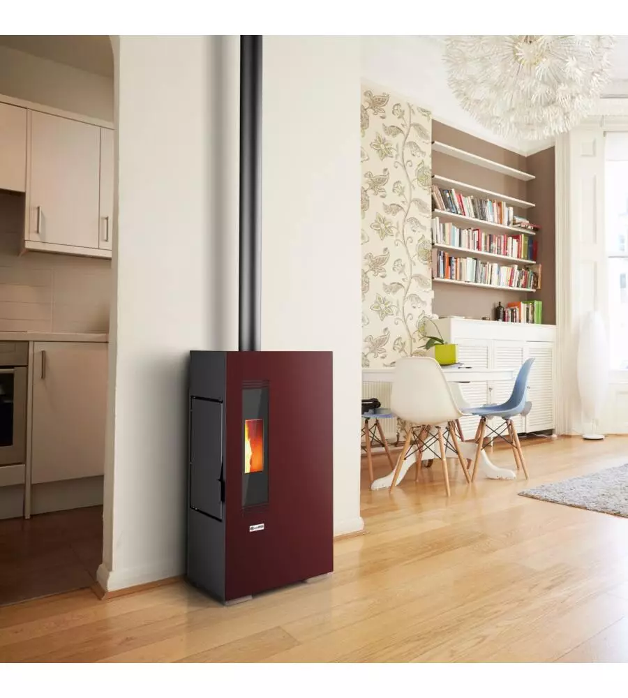 Stufa a pellet slim canadian stove "mini 5" bordeaux 4,4 kw