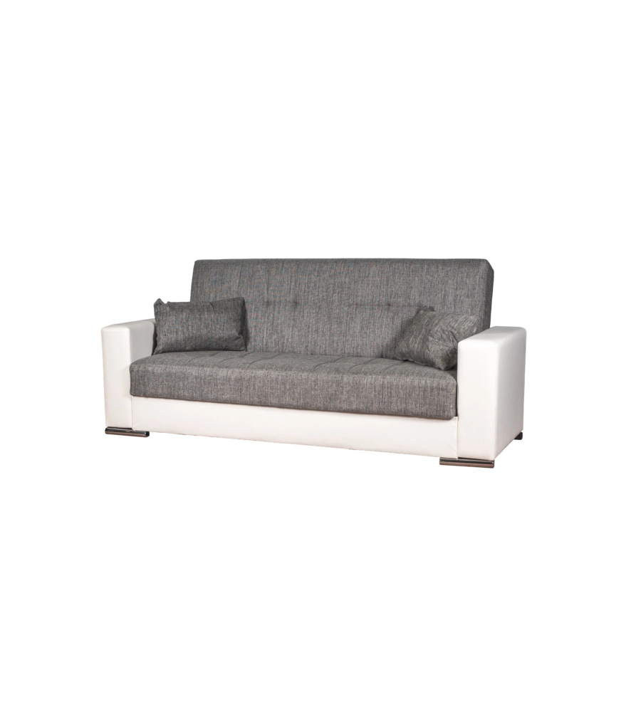 Divano letto "padova" 3 posti bianco grigio, 230x93x97 cm