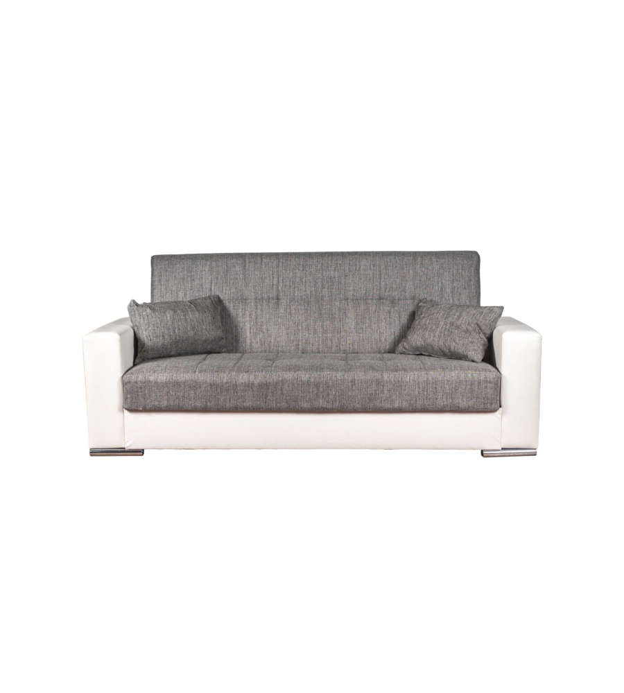 Divano letto "padova" 3 posti bianco grigio, 230x93x97 cm