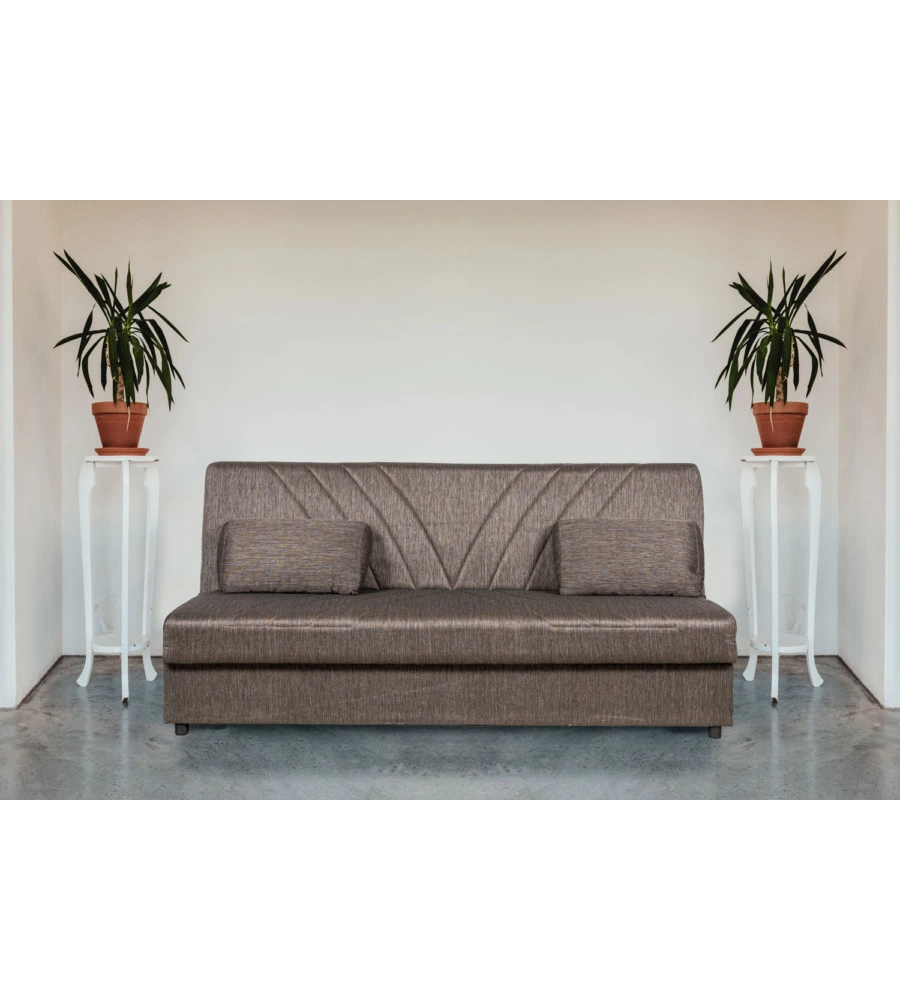 Divano letto 3 posti "fiji" marrone con cassettone contenitore, 183x81x89 cm