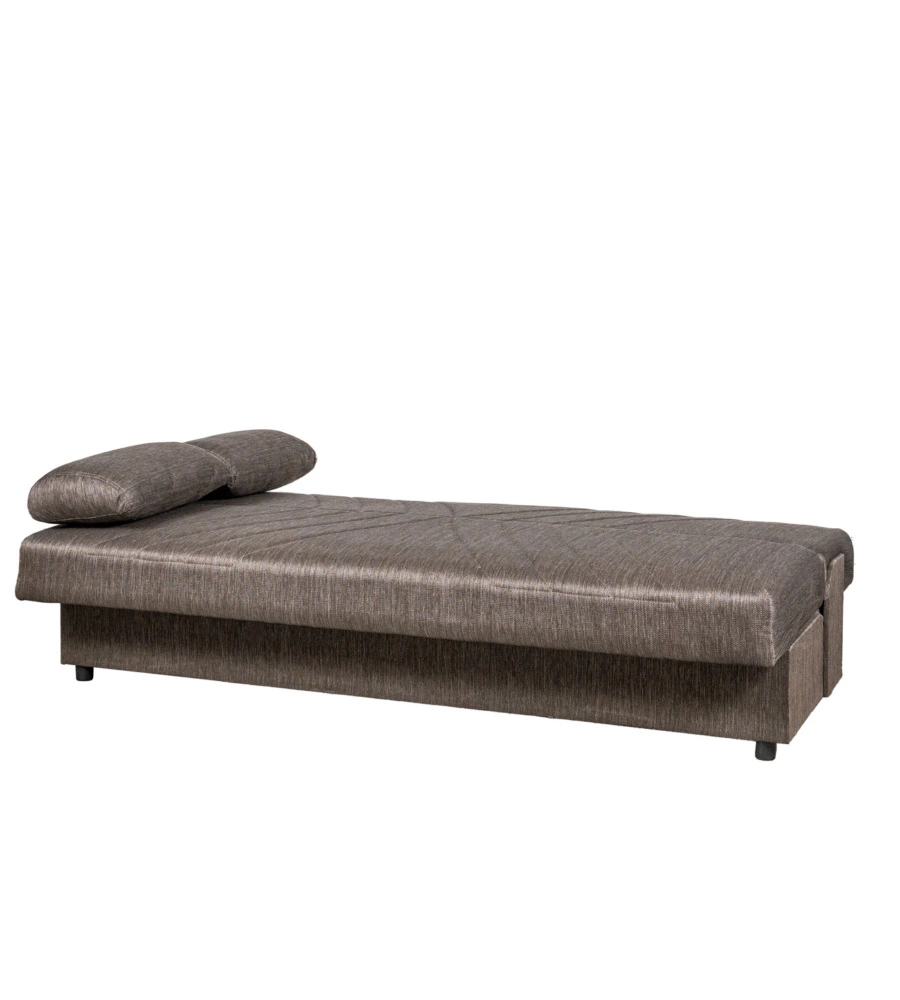 Divano letto 3 posti "fiji" marrone con cassettone contenitore, 183x81x89 cm