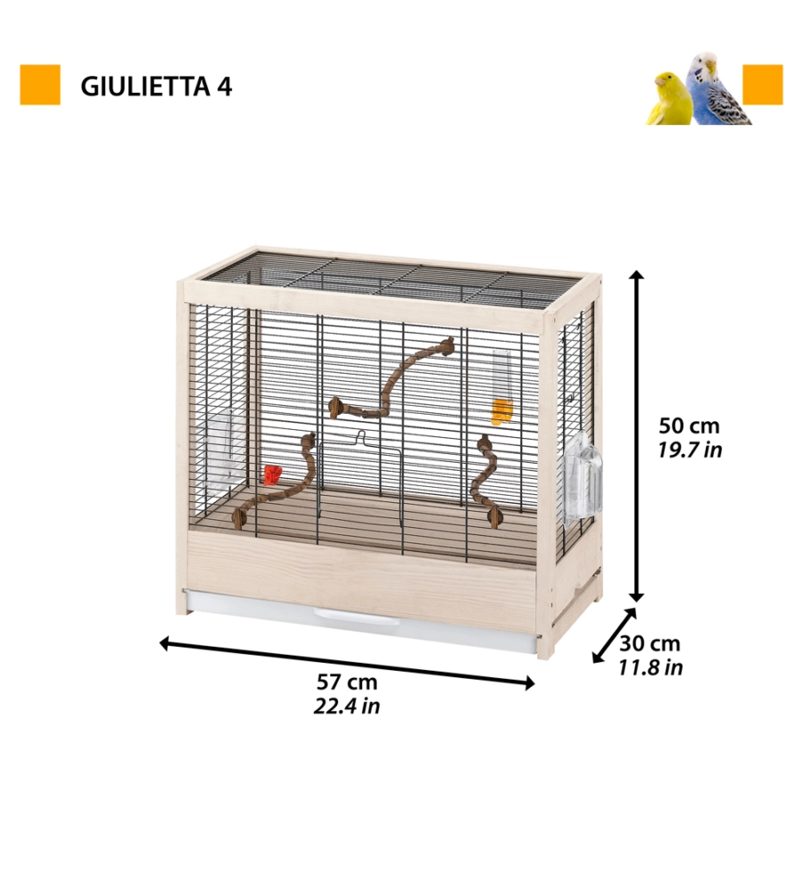 Gabbia per uccelli 'giulietta 4' in legno , 57x30x50 cm - ferplast