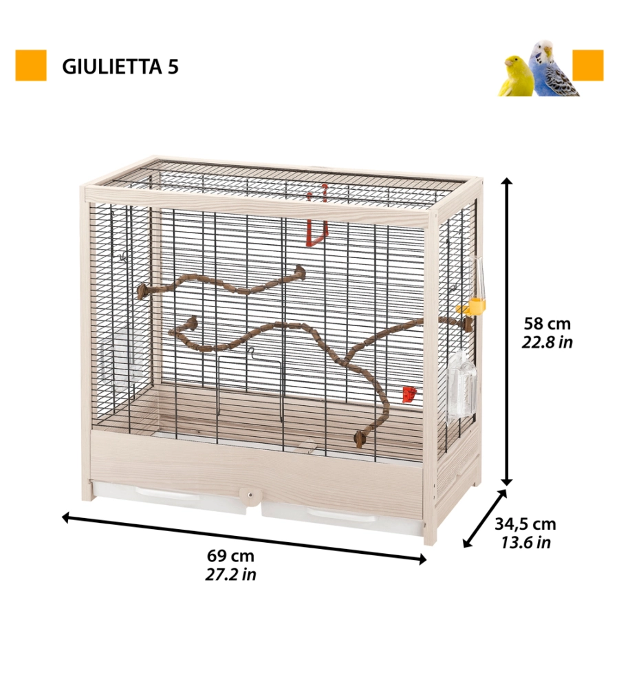 Gabbia per uccelli 'giulietta 5' in legno , 69x34,5x58 cm - ferplast