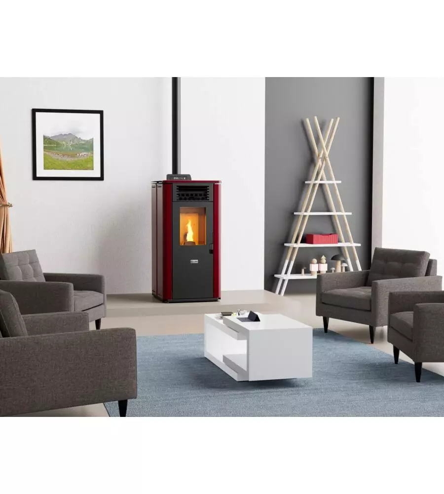 Stufa a pellet canadian stove "design 8" bordeaux 7,8 kw