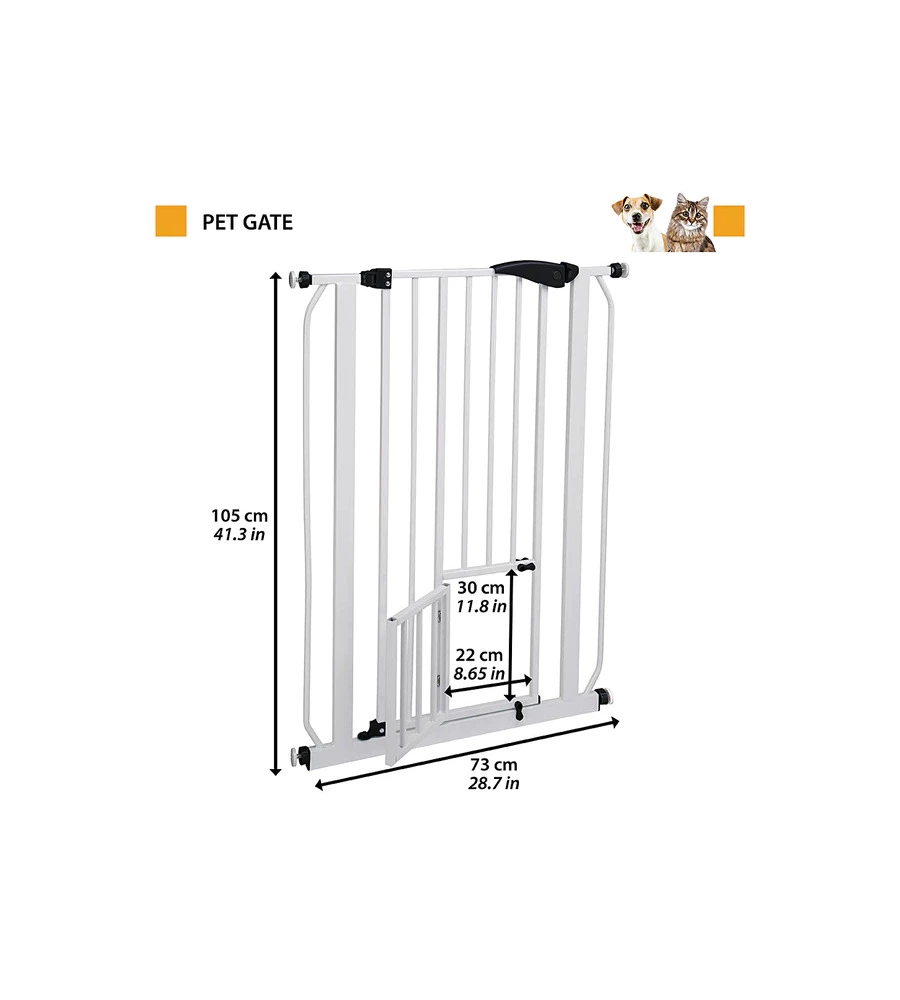 Cancello divisorio in metallo per cani e gatti 'pet gate', 73x105 cm - ferplast