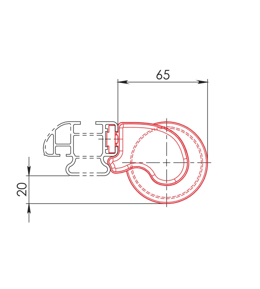 Rullo posteriore per barre kargo - 64 cm  n11030