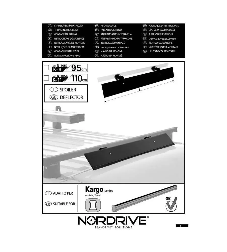 Deflettore aero kargo k11 - 110 cm  n11054 - nordrive