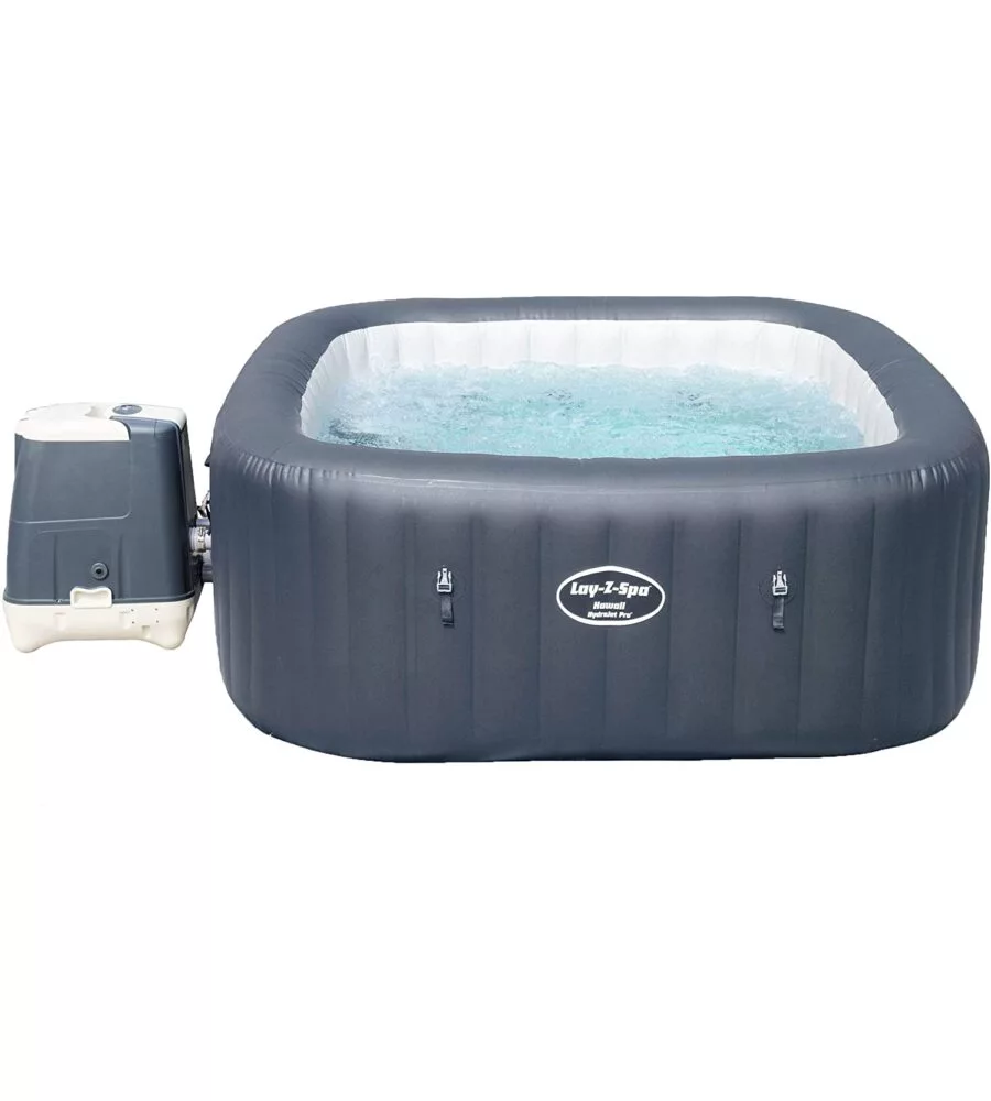 Piscina idromassaggio gonfiabile riscaldata bestway "lay-z-spa hawaii hydrojet pro" 4/6 persone 180x180x71 cm con copertura gonfiabile, cartuccia ed erogatore chemconnect  - cod. 54138