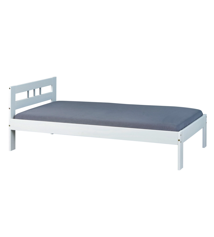 Letto singolo in pino massello bianco, 96x206x72 cm